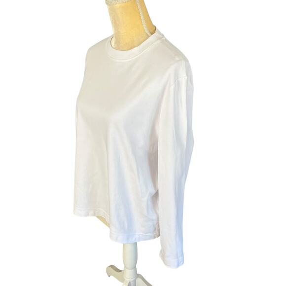 COS White Long Sleeve Waisted Crop Cotton Shirt Top Blouse Size Large Boxy - Picture 2 of 9